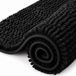 Aspire Homeware Quick Dry Chenille Bathmat Soft Water Absorbent Shower Mat Non-Slip Floor Mat, Black (L)60Cm X (W)40Cm - thumbnail 7