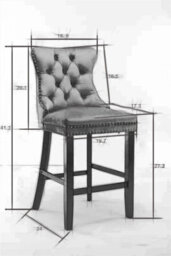 HomeTouch Set Of 2 Velvet Bar Stools, Kitchen Breakfast Barstools With Wooden Legs Bar Chairs For Counter Black - thumbnail 9