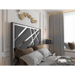 Morgan Upholstered Soft Velvet  Grey Tv Bed Frame - thumbnail 3