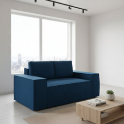 Malaga Small Sofa Bed Compact Fold Out 2 Seater Sofa With Hidden Storage Stylish Upholstery Comfortable Seating Blue - thumbnail 1