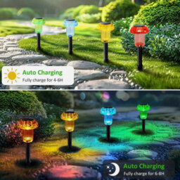 4X Mixed Colour Solar Stake Pathway Lights Led Outdoor Garden Post Lawn Lamp - thumbnail 5