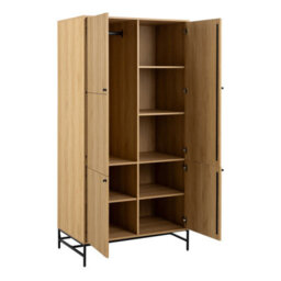 Wyld Haus Bjork 4-Door Natural Oak And Black Panelled Wardrobe 2000X990X600mm - thumbnail 3
