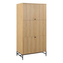 Wyld Haus Bjork 4-Door Natural Oak And Black Panelled Wardrobe 2000X990X600mm - thumbnail 2