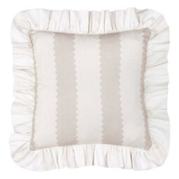 Wylder Birdie Stripe Ruffle Feather Filled Cushion, Natural, 45 X 45Cm - thumbnail 2