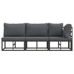 Berkfield Stylish Outdoor Furniture With Cushion 3 Pcs Black Aluminium - thumbnail 5