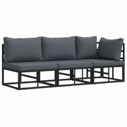 Berkfield Stylish Outdoor Furniture With Cushion 3 Pcs Black Aluminium