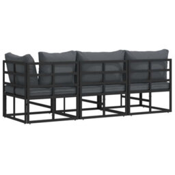 Berkfield Stylish Outdoor Furniture With Cushion 3 Pcs Black Aluminium - thumbnail 7