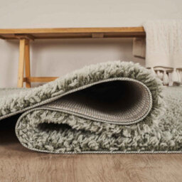 Ainsley Plain Living Room Shaggy Area Rug Modern Soft Pile Polyester Rug Sage 60 X 220 Cm (Runner) - thumbnail 4