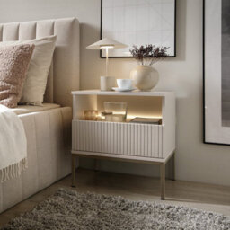 Arte  Sento Cashmere & Gold Cabinet - 54Cm Compact Unit With Drawer & Led Lighting - thumbnail 4