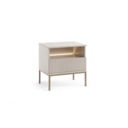 Arte  Sento Cashmere & Gold Cabinet - 54Cm Compact Unit With Drawer & Led Lighting - thumbnail 1