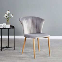 Life Interiors Set Of 4 Grey Elsa Velvet Dining Chairs With Wooden Legs, Curved Back & Comfortable Seating - thumbnail 2