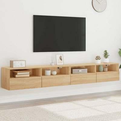 Walplus Tv Wall Cabinets 2 Pcs Sonoma Oak 100X30X30 Cm Engineered Wood - image 1