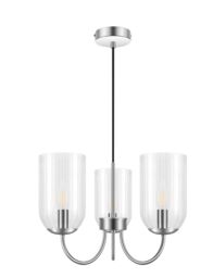 GoodHome Salford Round Clear Chrome Effect 3 Lamp Led Pendant Ceiling Light, (Dia)470mm - thumbnail 3