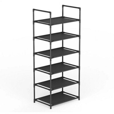 6 Tiers-43X28X102Cm Metal Narrow Shoe Rack Shoe Shelf Vertical Tall Slim Footwear Storage Organizer - image 1