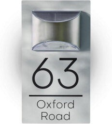 Personalised House Number Plaque For Wall With Solar Light - Light Grey