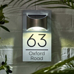 Personalised House Number Plaque For Wall With Solar Light - Light Grey - thumbnail 2