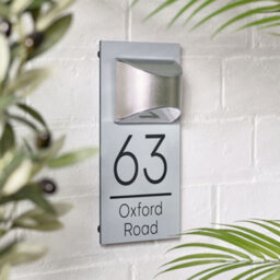 Personalised House Number Plaque For Wall With Solar Light - Light Grey - thumbnail 3