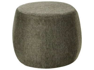 Wyld And Coco Dark Green Fabric Pouffe Upholstered Ottoman Drum 61 X 43 Cm - image 1