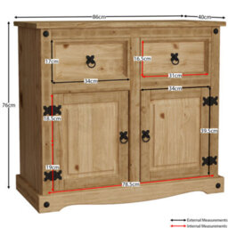 Lassic Vida Designs Corona 2 Door 2 Drawer Sideboard Storage Cabinet Cupboard - thumbnail 2