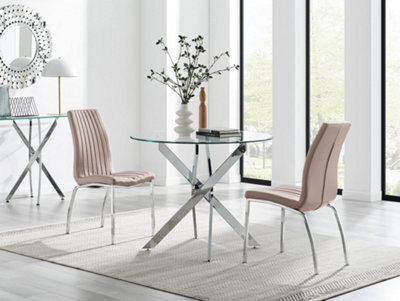 Furniturebox Uk Novara 100Cm Round Dining Table & 2 Cappuccino Isco Chairs - image 1