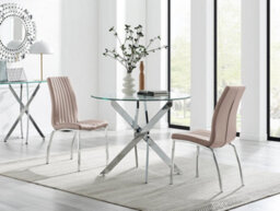 Furniturebox Uk Novara 100Cm Round Dining Table & 2 Cappuccino Isco Chairs - thumbnail 1