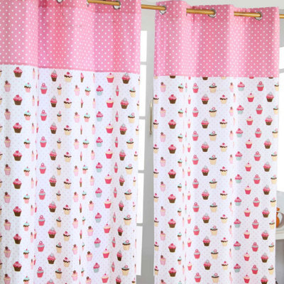 Homescapes Cupcakes Ready Made Eyelet Curtain Pair, 137 X 228 Cm Drop - image 1