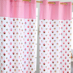 Homescapes Cupcakes Ready Made Eyelet Curtain Pair, 137 X 228 Cm Drop - thumbnail 1
