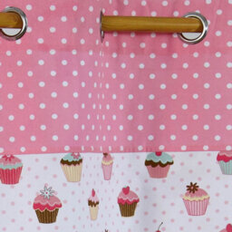 Homescapes Cupcakes Ready Made Eyelet Curtain Pair, 137 X 228 Cm Drop - thumbnail 3