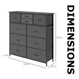 FURNOLD Industrial 10 Drawer Chest Storage Unit Black - thumbnail 8