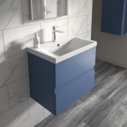 Hudson Reed Urban Satin Blue Wall Hung 2 Drawer Vanity Unit And Thin-Edge Basin With Silent Close, 550 X 610 X 395 - thumbnail 2