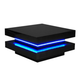 Black Square High Gloss Coffee Table With 360 Rotating Top And Led Lights - thumbnail 9