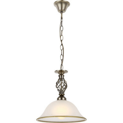 Luminosa Lighting Luminosa Odin Dome Pendant Ceiling Light Old Brass Satined Glass Shade 1X E27 - image 1