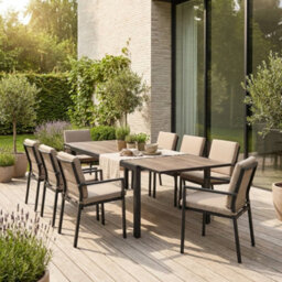 Sweeek - 8-Seater Extendable Outdoor Table Brown 240X90X75 Cm - Nashville 240Cm - thumbnail 1