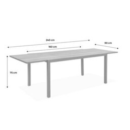 Sweeek - 8-Seater Extendable Outdoor Table Brown 240X90X75 Cm - Nashville 240Cm - thumbnail 6