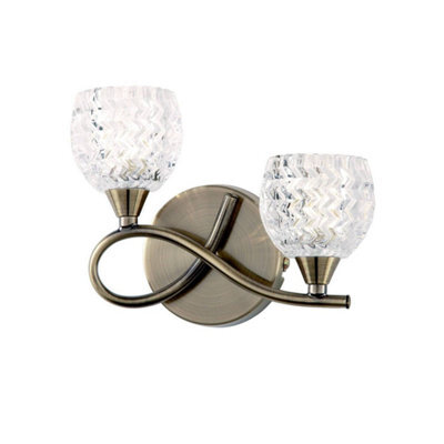 Luminosa Lighting Luminosa Boyer 2 Light Indoor Wall Light Antique Brass With Glass, G9
