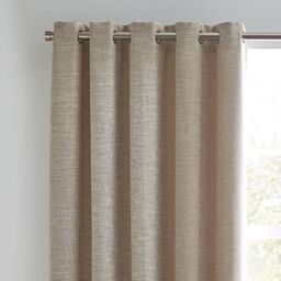 furn. Elisa Warm Beige Slub Lined Eyelet Curtains (W)167Cm (L)183Cm, Pair - thumbnail 2
