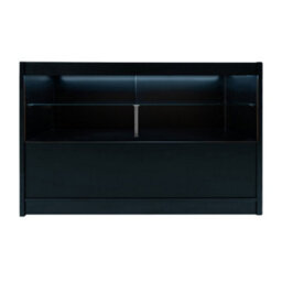 MonsterShop Black Shop Counter Led Light C 1500mm  Lockable Sliding Doors 2 Keys Retail Storage Unit Display Showcase Cabinet Reception Desk - thumbnail 2