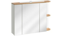 Impact Furniture Bathroom Mirror Cabinet With Led Light Wall Hung Shelf Storage Unit 940mm Oak Finish Plat - thumbnail 2