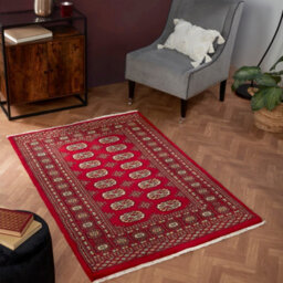 Red Hand Knotted Traditional Bordered Floral Geometric Easy To Clean Rug For Bedroom & Living Room-90Cm X 150Cm