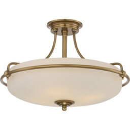 Elegant 4 Bulb Semi Flush Light In Weathered Brass With Led E27 Socket