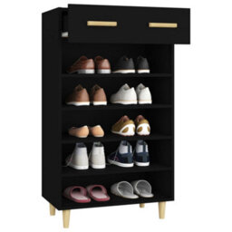 Berkfield Shoe Cabinet Black 60X35X105 Cm Engineered Wood - thumbnail 5