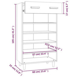 Berkfield Shoe Cabinet Black 60X35X105 Cm Engineered Wood - thumbnail 9