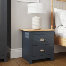 2 Drawer Slate Blue Bedside End Table Storage Living Hallway - thumbnail 4