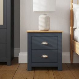 2 Drawer Slate Blue Bedside End Table Storage Living Hallway - thumbnail 3