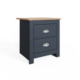 2 Drawer Slate Blue Bedside End Table Storage Living Hallway