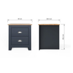 2 Drawer Slate Blue Bedside End Table Storage Living Hallway - thumbnail 2