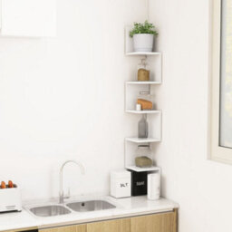 Berkfield Wall Corner Shelf White 20X20X127.5 Cm Engineered Wood - thumbnail 6