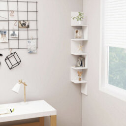 Berkfield Wall Corner Shelf White 20X20X127.5 Cm Engineered Wood - thumbnail 1
