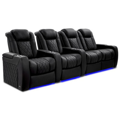 Valencia Tuscany Ultimate Luxury Edition Home Theater Recliner Row Of 4 Loveseat Right Onyx Semi Aniline Leather - image 1