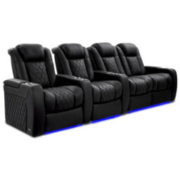 Valencia Tuscany Ultimate Luxury Edition Home Theater Recliner Row Of 4 Loveseat Right Onyx Semi Aniline Leather